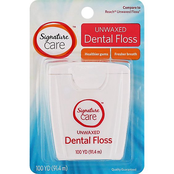 slide 1 of 1, Signature Select/care Dental Floss Unwaxed 100 Yards - Each, 100 yd