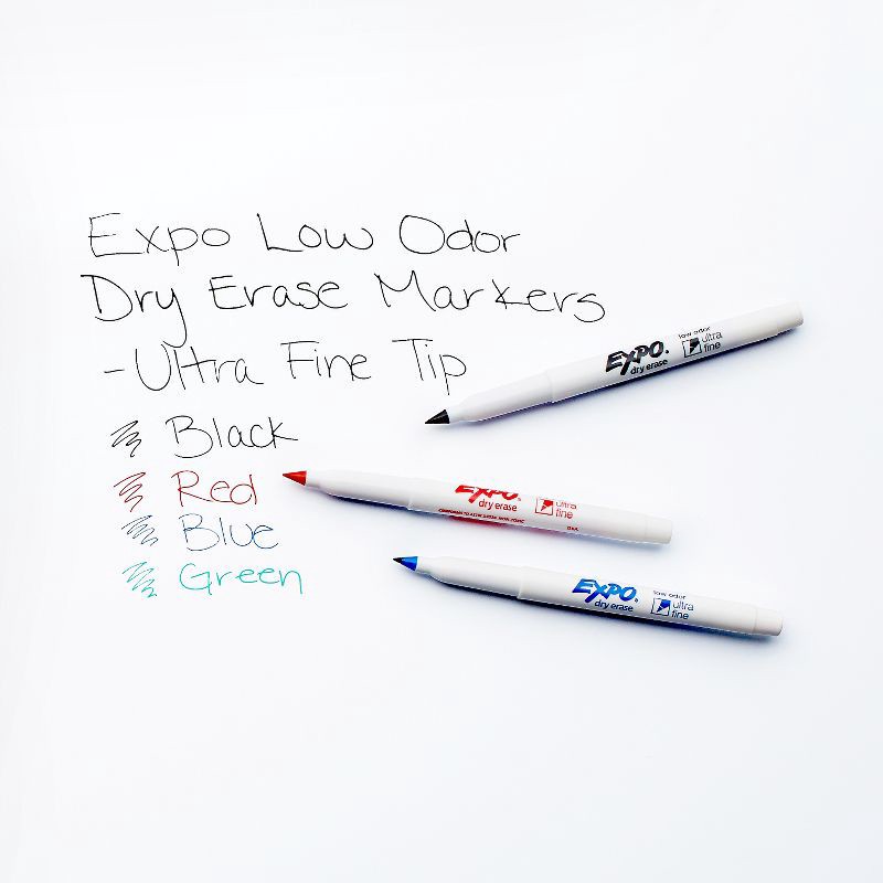 slide 4 of 7, Expo 4pk Dry Erase Markers Ultra Fine Tip Multicolored: Thin Whiteboard Markers, Low-Odor, Erasable, Art & Stationery, 4 ct