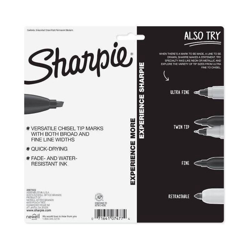 slide 2 of 7, Sharpie 8pk Permanent Markers Chisel Tip Multicolored, 8 ct