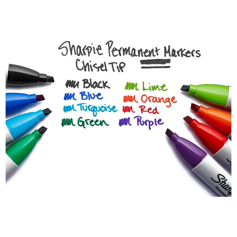 slide 7 of 7, Sharpie 8pk Permanent Markers Chisel Tip Multicolored, 8 ct