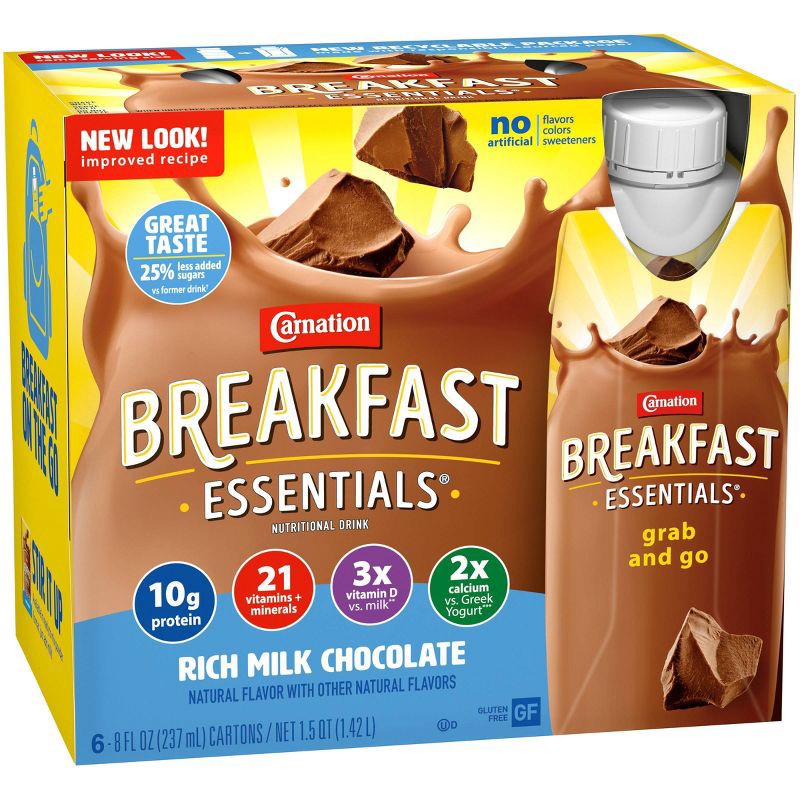 slide 2 of 6, Carnation Breakfast Essentials Ready to Drink Rich Milk Chocolate - 6ct/48 fl oz, 6 ct, 48 fl oz