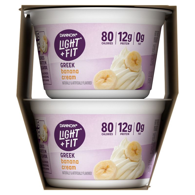 slide 9 of 9, Light + Fit Nonfat Gluten-Free Banana Cream Greek Yogurt - 4ct/5.3oz Cups, 4 ct; 5.3 oz