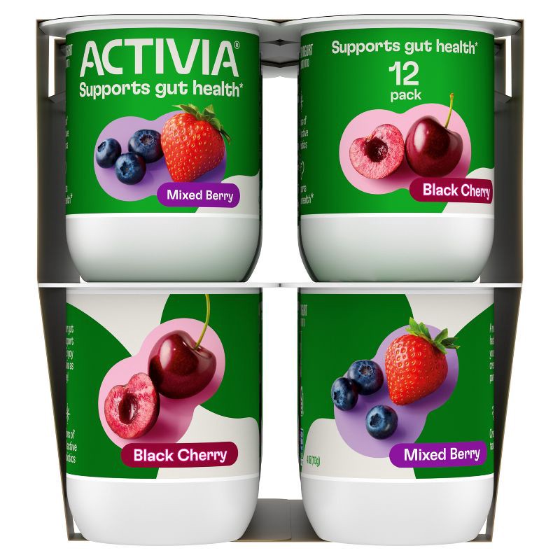 slide 12 of 12, Activia Probiotic Black Cherry & Mixed Berry Yogurt Variety Pack - 12ct/4oz Cups, 12 ct; 4 oz