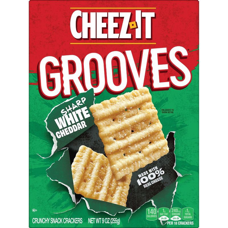 slide 2 of 8, Cheez-It Grooves Sharp White Cheddar Crackers - 9oz, 9 oz