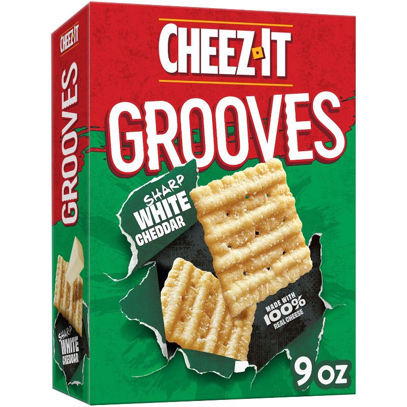 slide 1 of 8, Cheez-It Grooves Sharp White Cheddar Crackers - 9oz, 9 oz