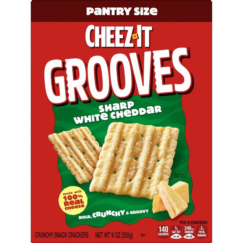 slide 8 of 9, Cheez-It Grooves Sharp White Cheddar Crackers - 9oz, 9 oz