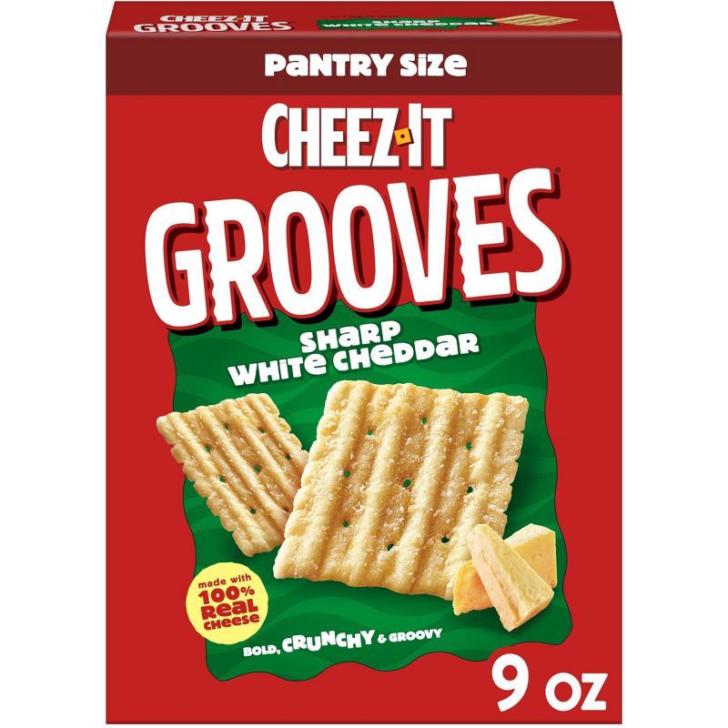 slide 1 of 9, Cheez-It Grooves Sharp White Cheddar Crackers - 9oz, 9 oz