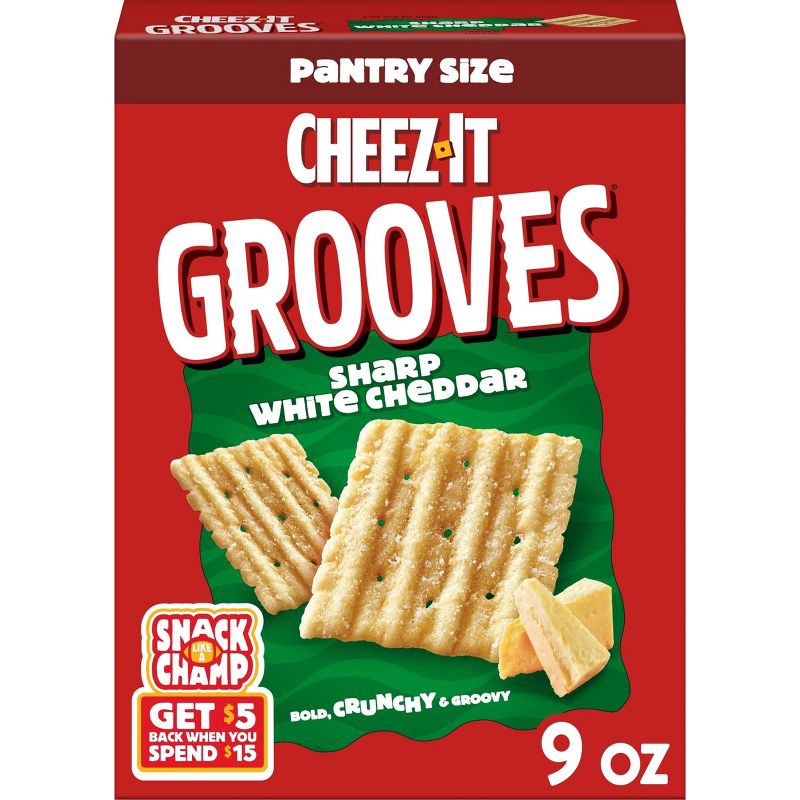 slide 1 of 9, Cheez-It Grooves Sharp White Cheddar Crackers - 9oz, 9 oz
