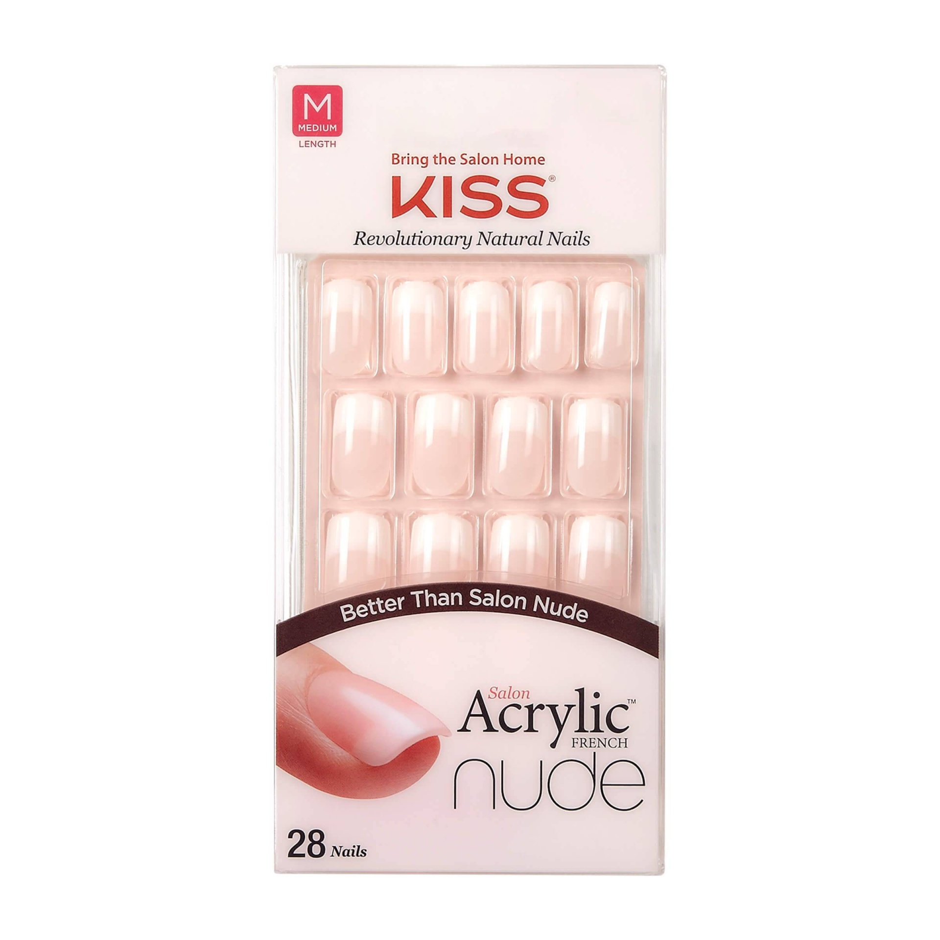 slide 1 of 5, Kiss Nails Salon Acrylic Nude French Manicure - Cashmere - 28ct, 28 ct