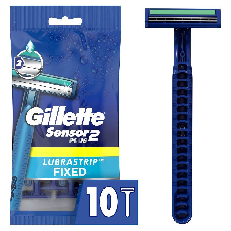 slide 1 of 1, Gillette Sensor2 Plus Men's Disposable Razors - 10ct, 10 ct