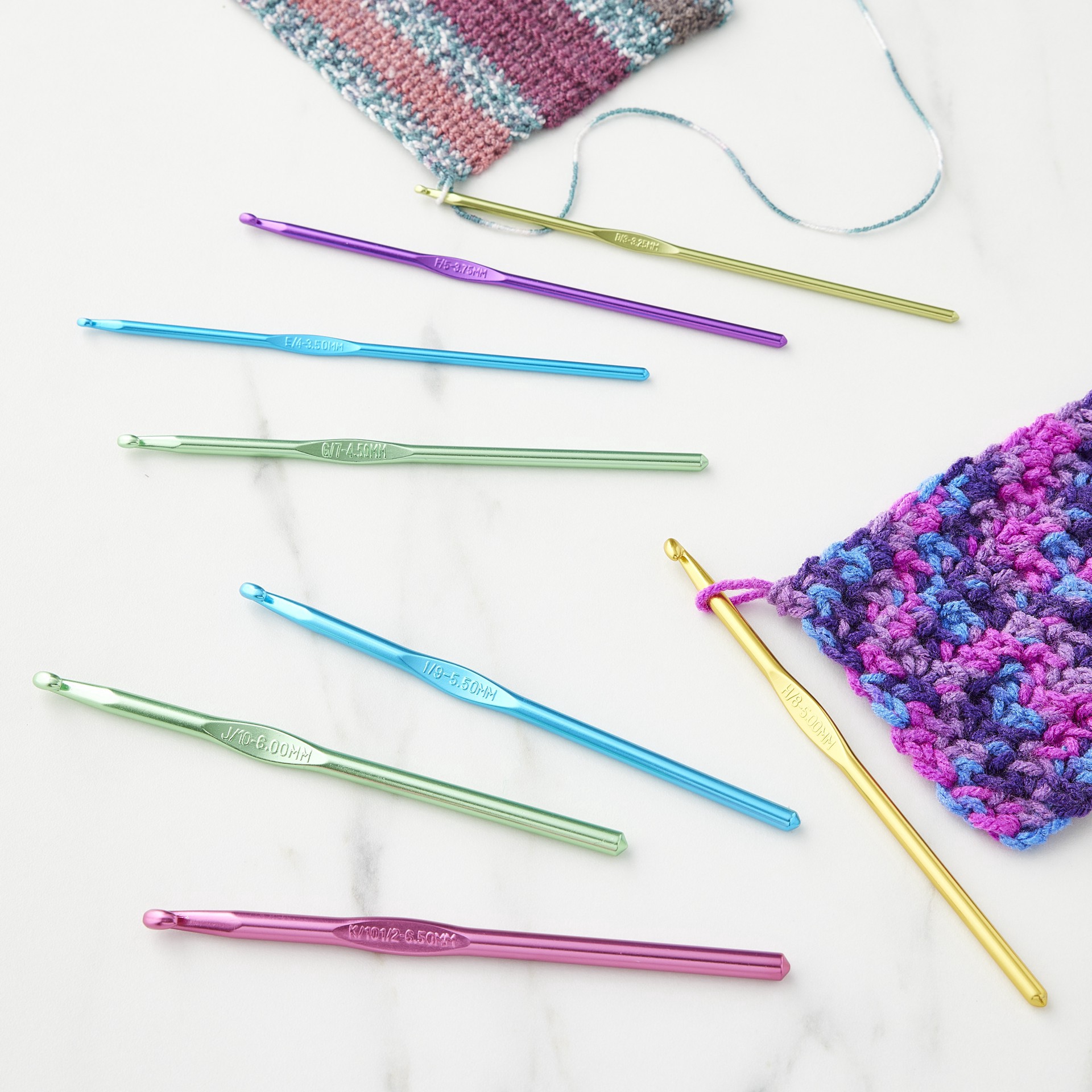 slide 3 of 3, Anodized Aluminum Crochet Hook Set By Loops & Threads, D-K, 1 ct