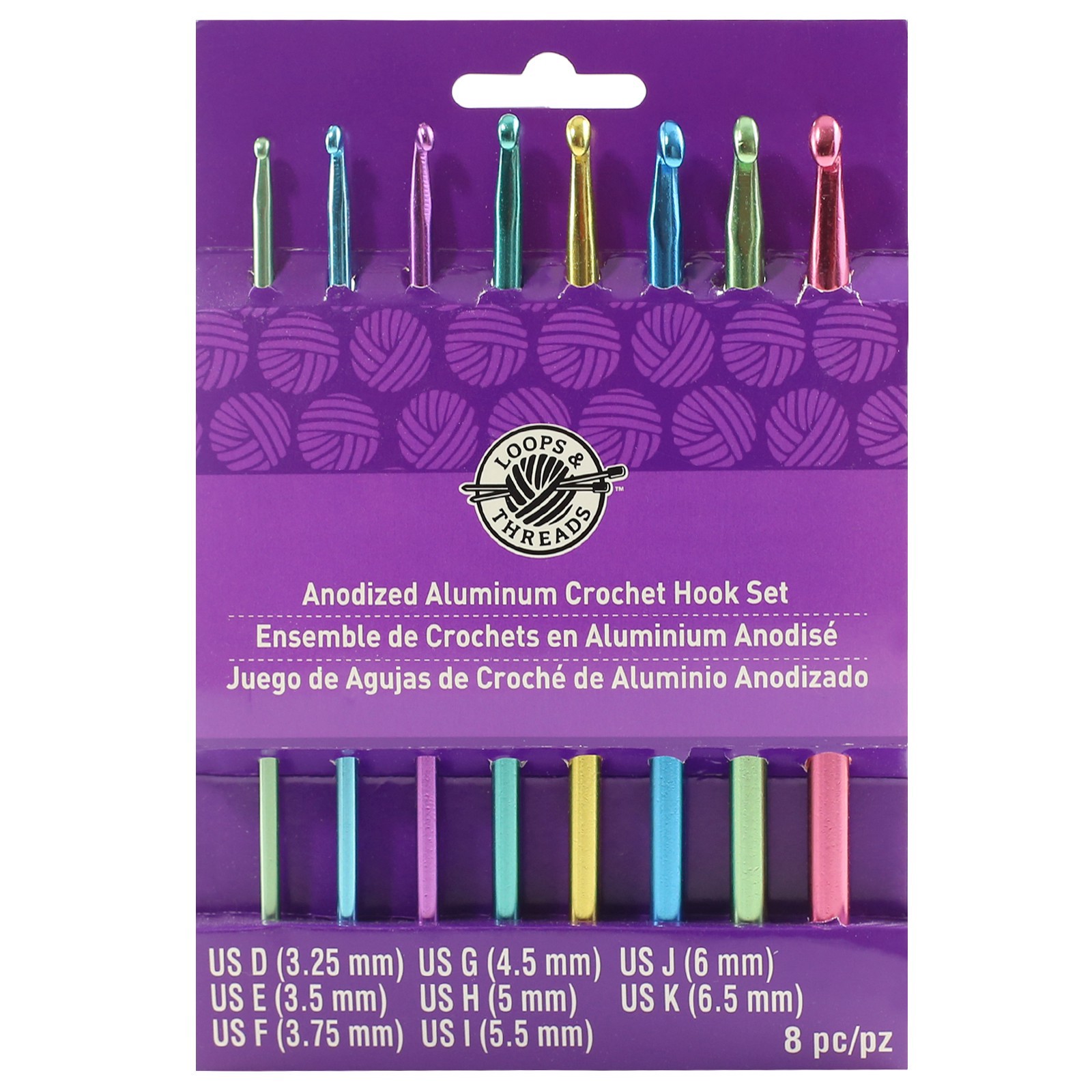 slide 2 of 3, Anodized Aluminum Crochet Hook Set By Loops & Threads, D-K, 1 ct