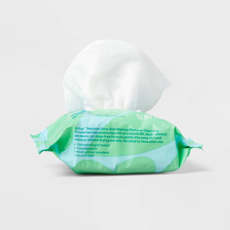 slide 3 of 7, Sensitive Ultra-Soft Makeup Remover Cleansing Towelettes - Unscented - 25ct - up&up™, 25 ct