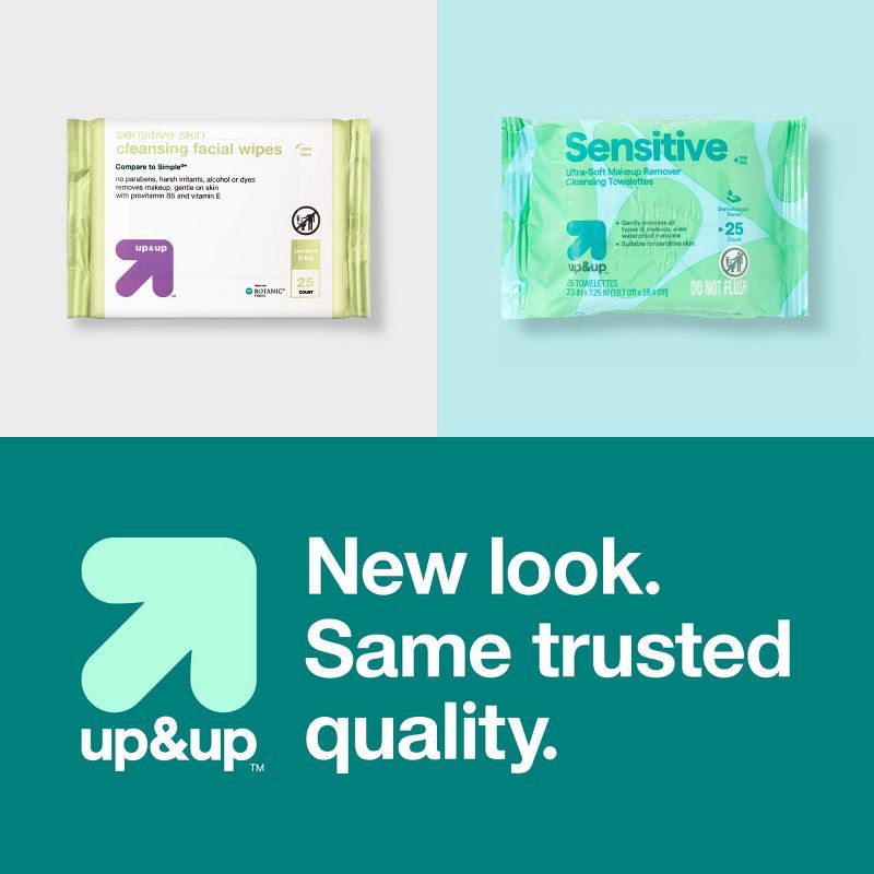 slide 6 of 7, Sensitive Ultra-Soft Makeup Remover Cleansing Towelettes - Unscented - 25ct - up&up™, 25 ct