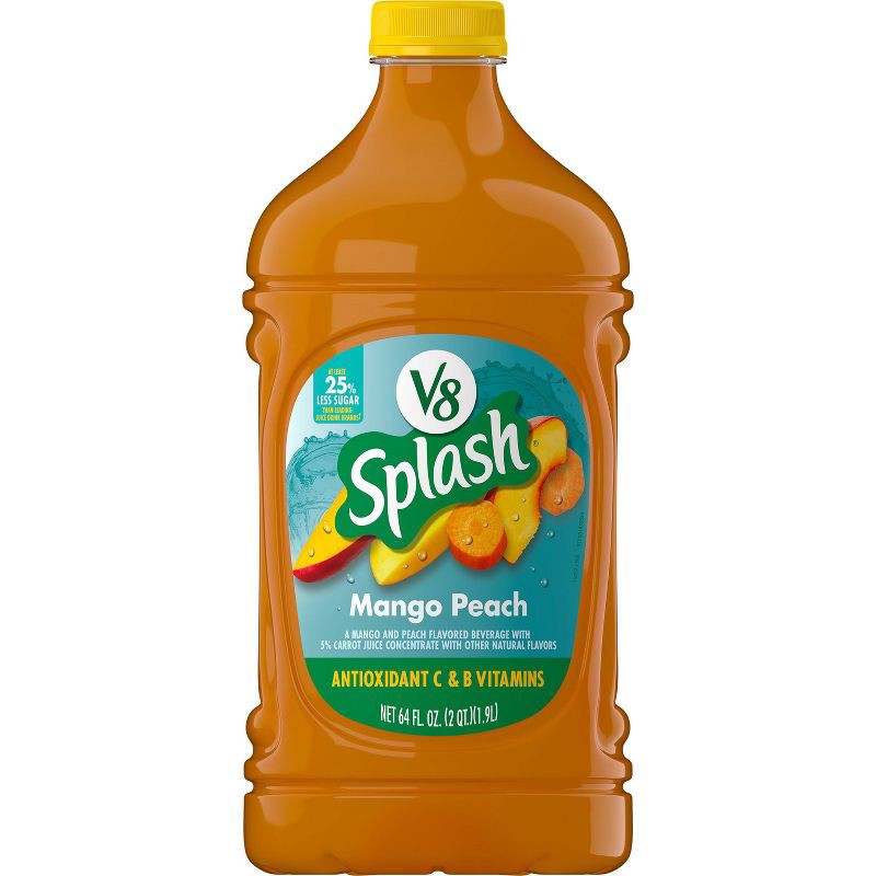 slide 1 of 8, V8 Juice V8 Splash Mango Peach Juice - 64 fl oz Bottle, 64 fl oz