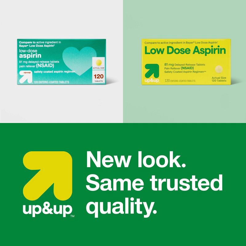 slide 4 of 4, Low-Dose Aspirin Tablets (NSAID) - 120ct - up&up™, 120 ct