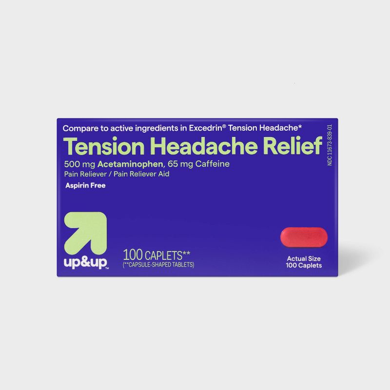 slide 1 of 5, Acetaminophen Tension Headache Coated Caplets- 100ct - up&up™, 100 ct