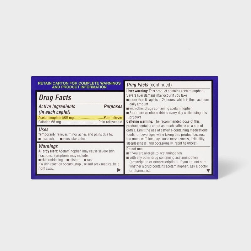 slide 3 of 5, Acetaminophen Tension Headache Coated Caplets- 100ct - up&up™, 100 ct