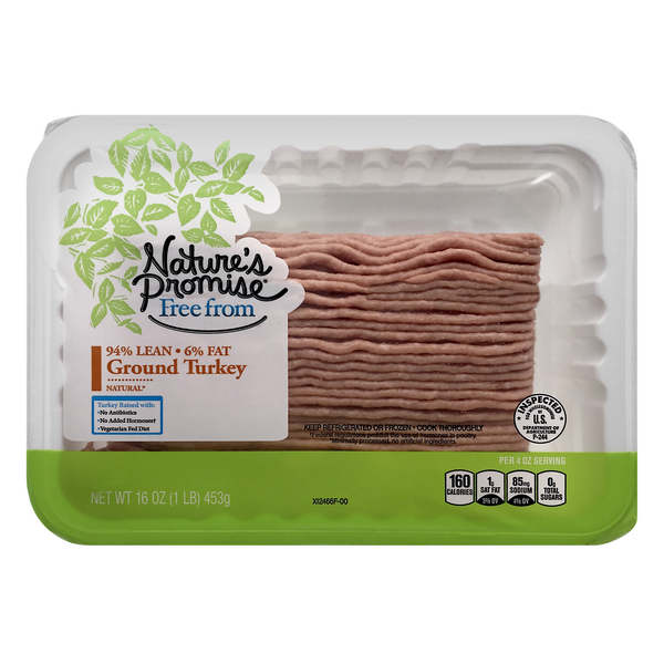 slide 1 of 1, Nature's Promise Ground Turkey 94% Lean 6% Fat, 16 oz