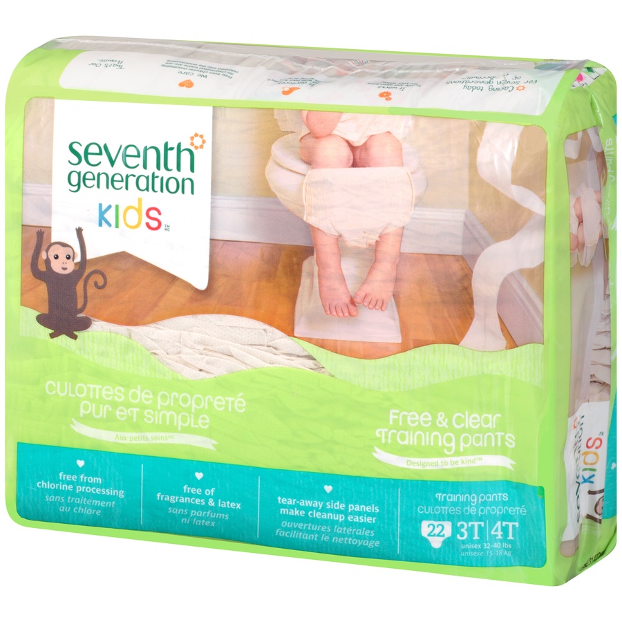 slide 3 of 3, Seventh Generation Free & Clear Training Pants 3T-4T, 22 ct