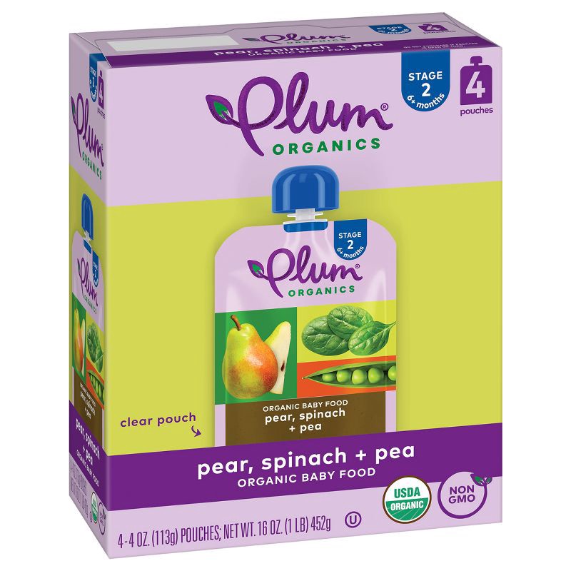 slide 4 of 12, Plum Organics Baby Food Stage 2 - Pear Spinach Pea - 4oz, 4 oz