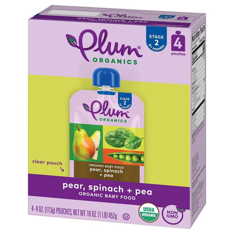 slide 5 of 12, Plum Organics Baby Food Stage 2 - Pear Spinach Pea - 4oz, 4 oz