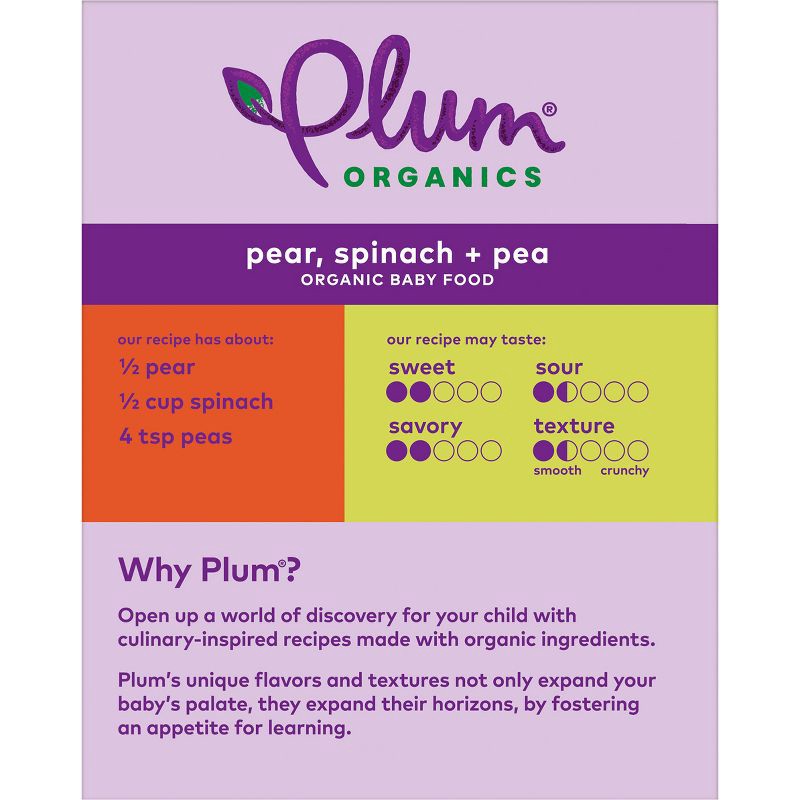 slide 7 of 12, Plum Organics Baby Food Stage 2 - Pear Spinach Pea - 4oz, 4 oz