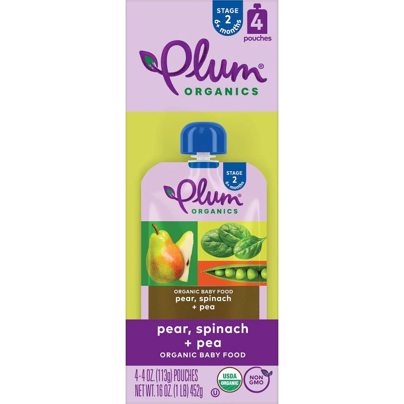 slide 2 of 12, Plum Organics Baby Food Stage 2 - Pear Spinach Pea - 4oz, 4 oz