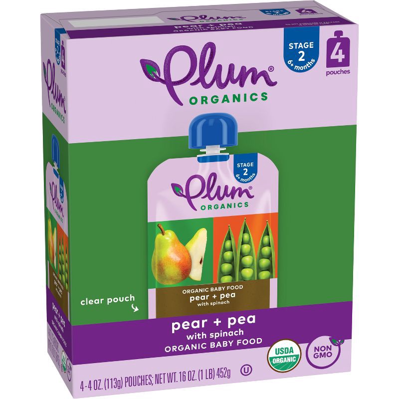 slide 10 of 12, Plum Organics Baby Food Stage 2 - Pear Spinach Pea - 4oz, 4 oz