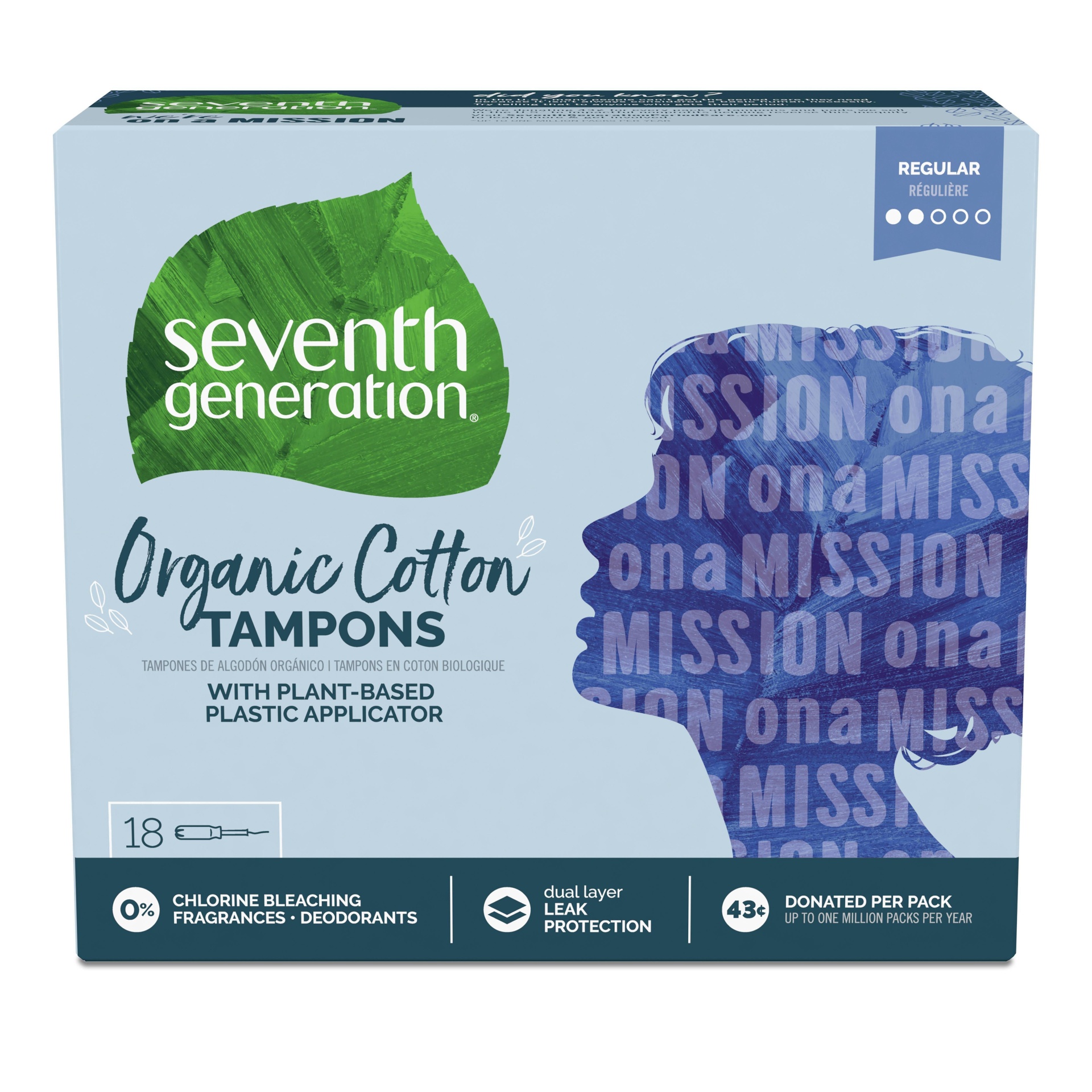 slide 1 of 7, Seventh Generation Free & Clear Tampons - Regular Absorbency - 18ct, 18 ct