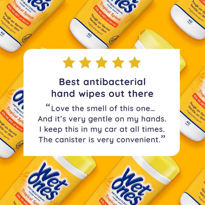 slide 6 of 8, Wet Ones Antibacterial Hand Wipes Canister - Tropical Splash - 40ct, 40 ct