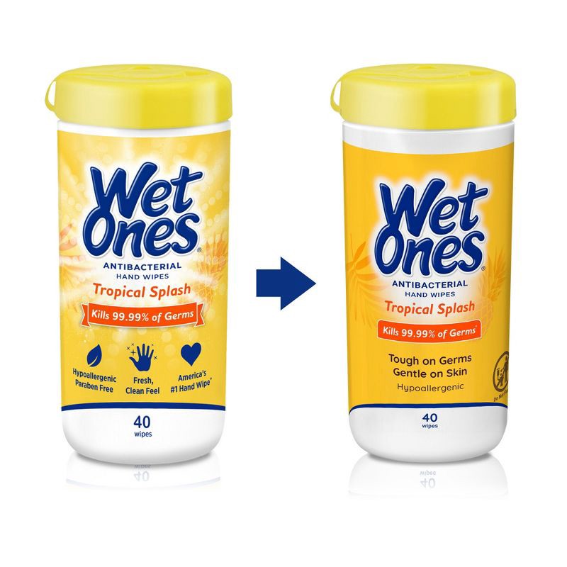 slide 8 of 8, Wet Ones Antibacterial Hand Wipes Canister - Tropical Splash - 40ct, 40 ct