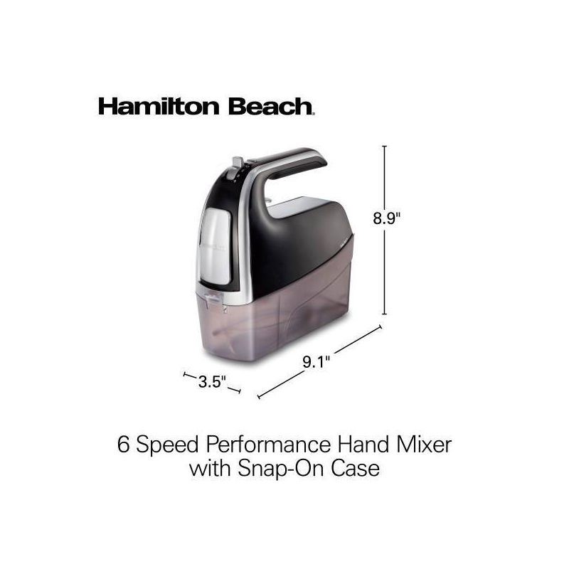 slide 8 of 8, Hamilton Beach 6-Speed Open Handle Hand Mixer with Case - Black 62620T, 1 ct