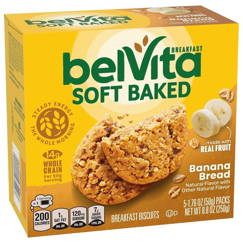 slide 8 of 14, BelVita Soft Baked Banana Bread Breakfast Bars - 8.8oz/5ct, 5 ct; 8.8 oz