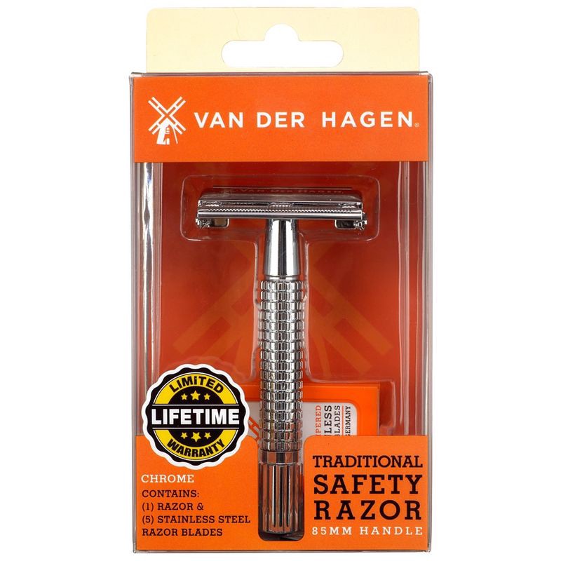 slide 1 of 3, Van der Hagen Safety Razor with 5 Razor Blades, 1 ct
