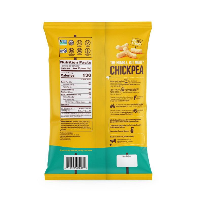slide 2 of 5, HIPPEAS White Cheddar Chickpea Puffs, 4 oz