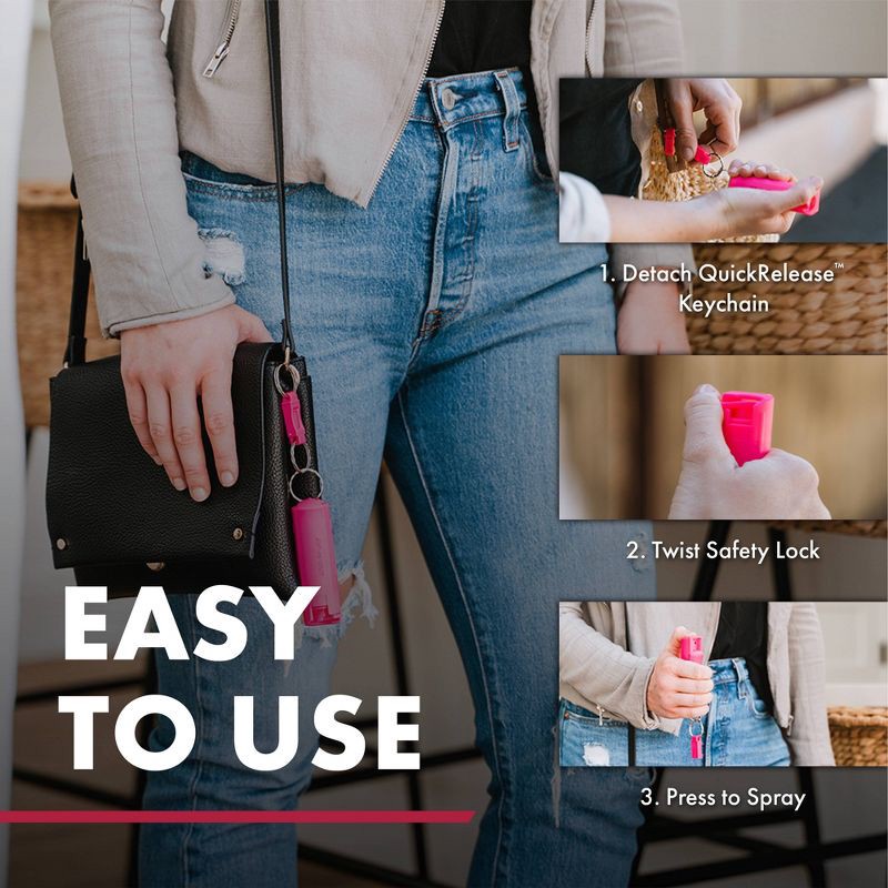 slide 4 of 6, Sabre Pepper Spray Maximum Strength: Compact Self-Defense for Women, 3.5" Height, Plastic, Lightweight 0.54 oz, 0.54 oz