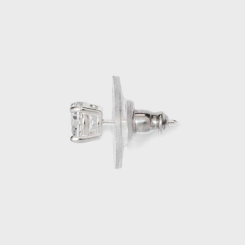slide 2 of 2, Women's Sterling Silver Cubic Zirconia Stud Earrings - A New Day™ Silver/Clear: Polished Nickel-Free Basket Setting, 1 ct