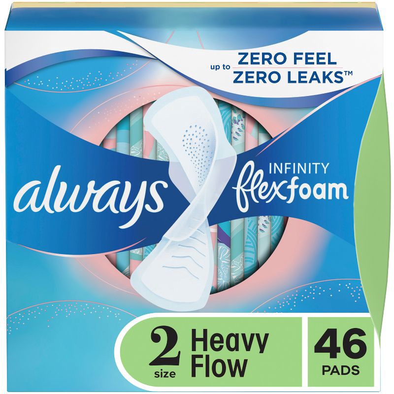 slide 1 of 11, Always Infinity Super Absorbency Avec Flex Foam Pads - Unscented - Size 2 - 46ct, 2 x 46 ct
