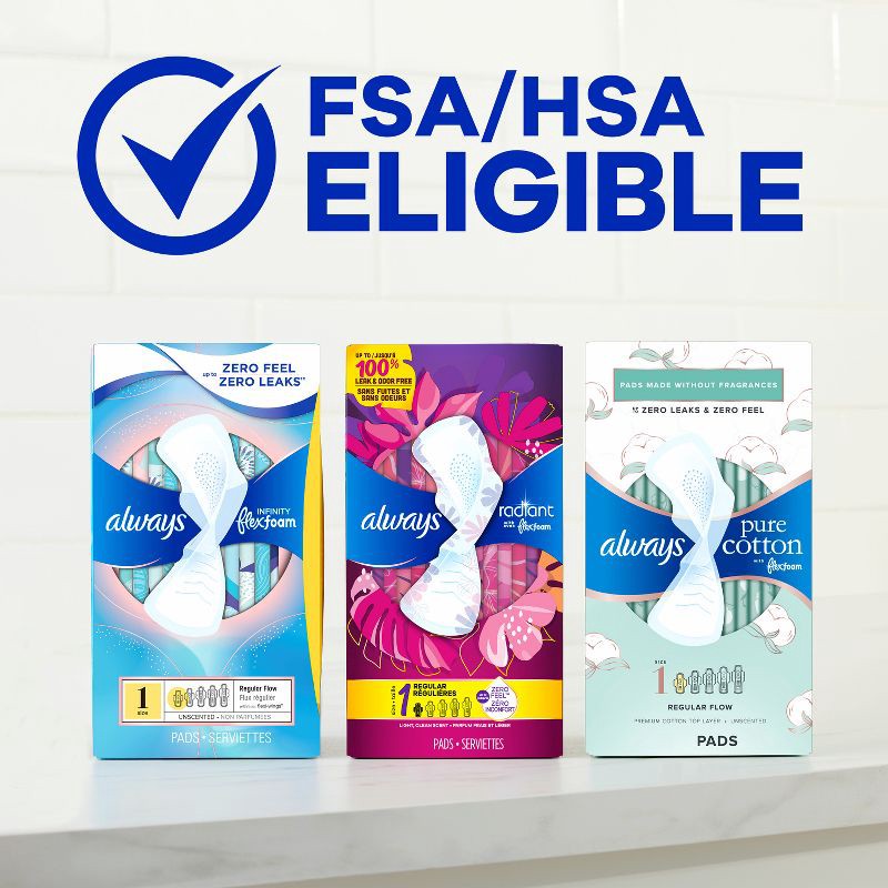 slide 9 of 11, Always Infinity Super Absorbency Avec Flex Foam Pads - Unscented - Size 2 - 46ct, 2 x 46 ct