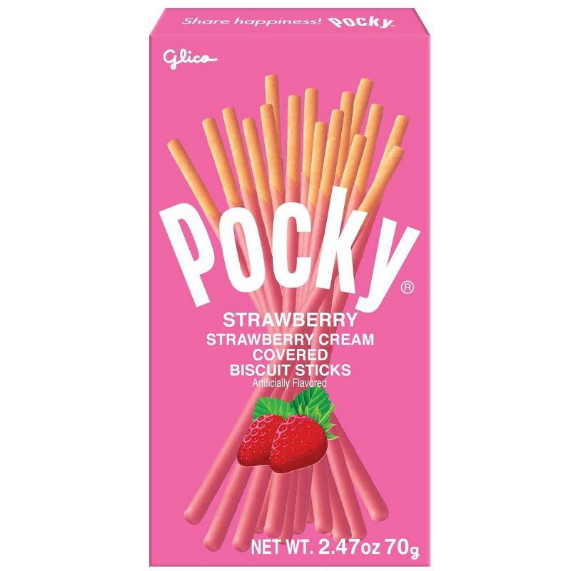 slide 1 of 7, Glico Pocky Strawberry Cream Covered Biscuit Sticks - 2.47oz, 2.47 oz