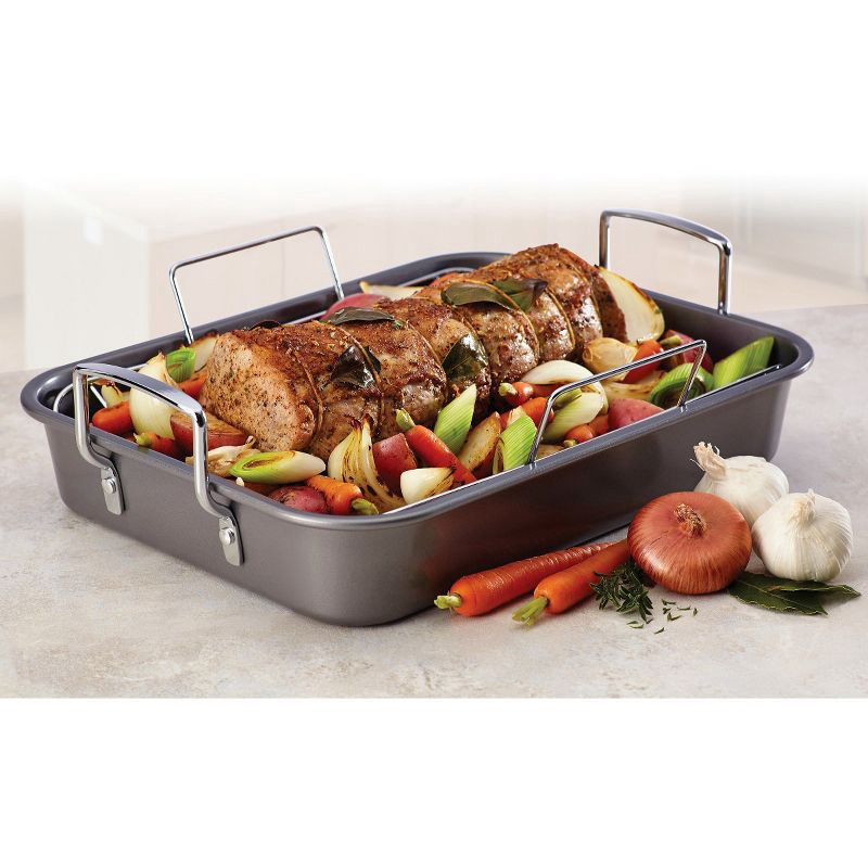 slide 2 of 5, Farberware 12" x 16" Nonstick Roaster with Rack, 1 ct