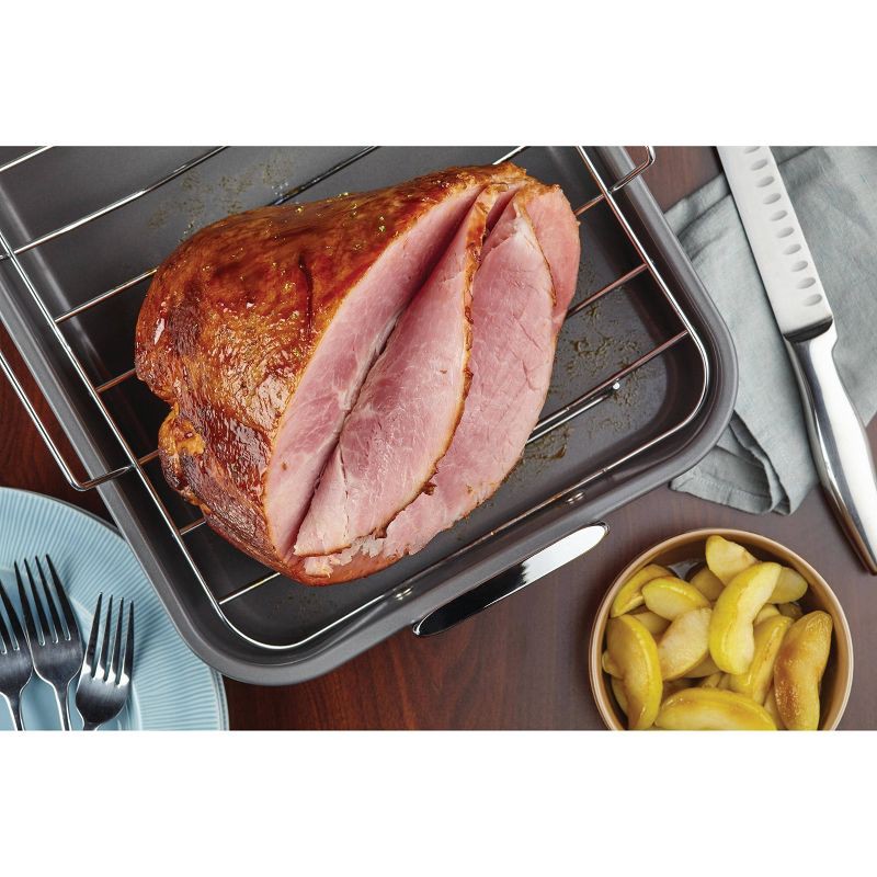 slide 5 of 5, Farberware 12" x 16" Nonstick Roaster with Rack, 1 ct