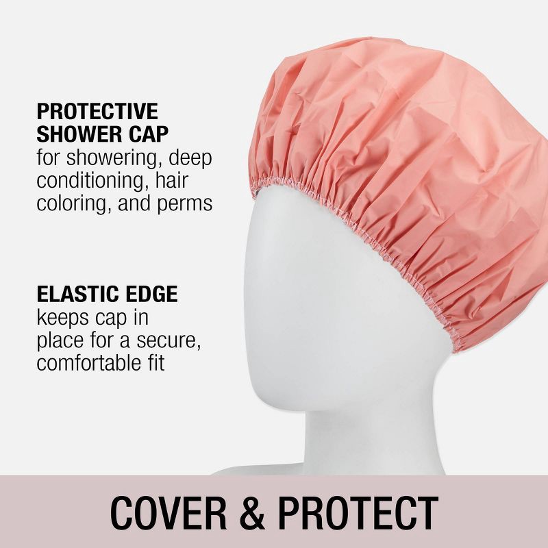 slide 3 of 5, Conair Standard Size Elastic Edge Shower Cap Set - Solid and Print - 2pk, 2 ct