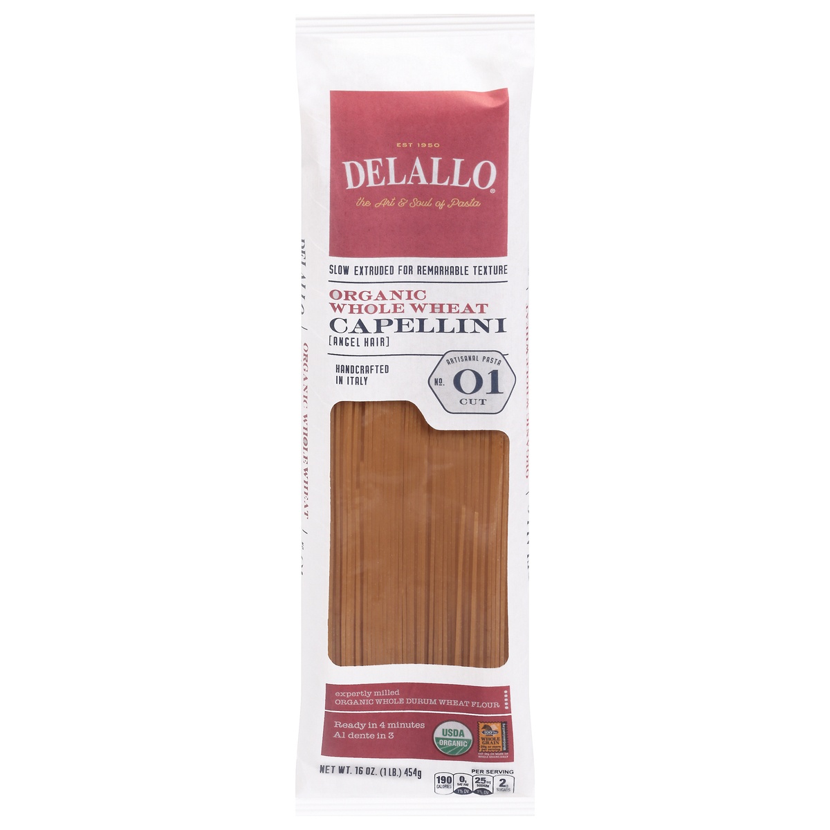 slide 1 of 1, DeLallo Organic Whole Wheat Capellini Pasta, 16 oz