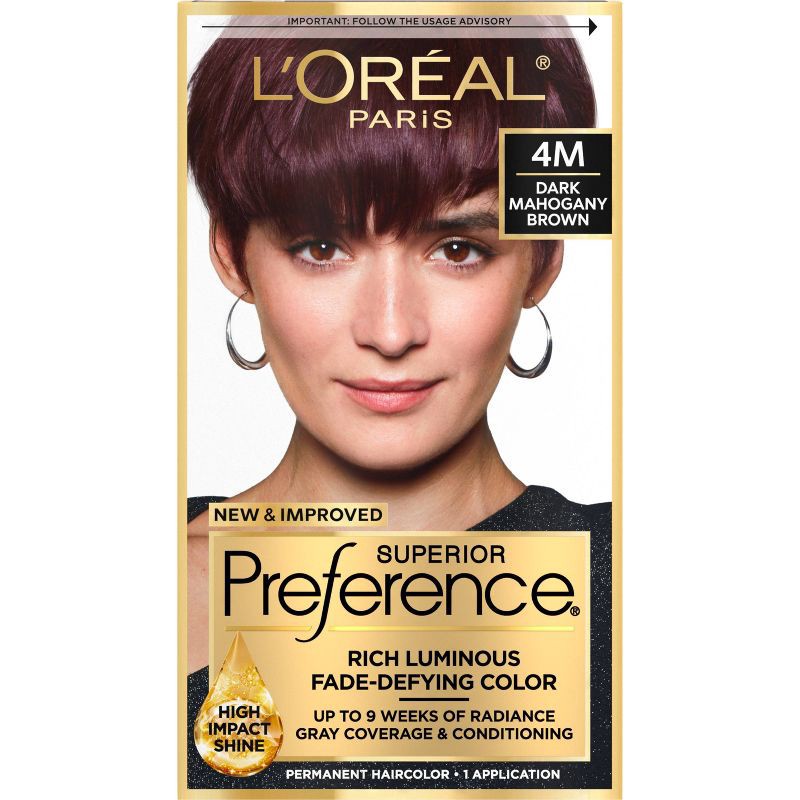 slide 1 of 10, L'Oreal Paris Superior Preference Fade-Defying Color + Shine System - 6.5 fl oz - 4M Dark Mahogany Brown - 1 Kit, 6.5 fl oz