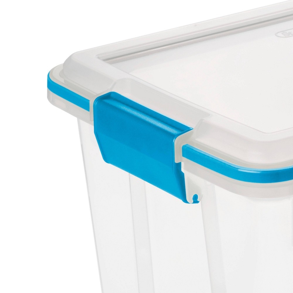 slide 7 of 7, Sterilite Gasket Box with Latches Clear/Blue, 20 qt