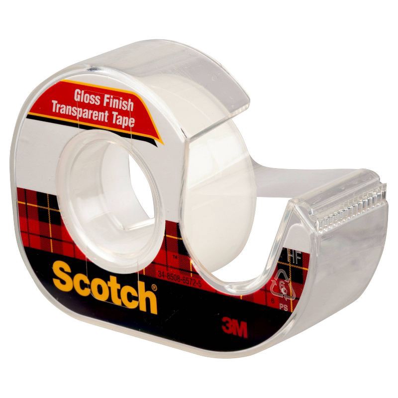 slide 2 of 9, Scotch Transparent Tape Gloss Finish 1/2 in x 700', 1 ct