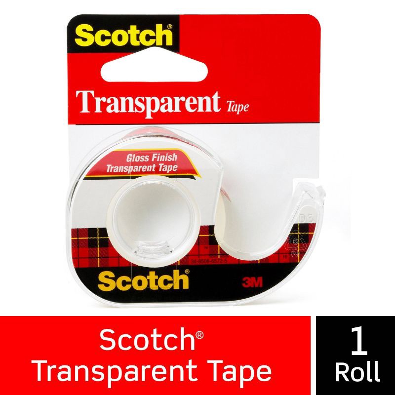 slide 3 of 9, Scotch Transparent Tape Gloss Finish 1/2 in x 700', 1 ct