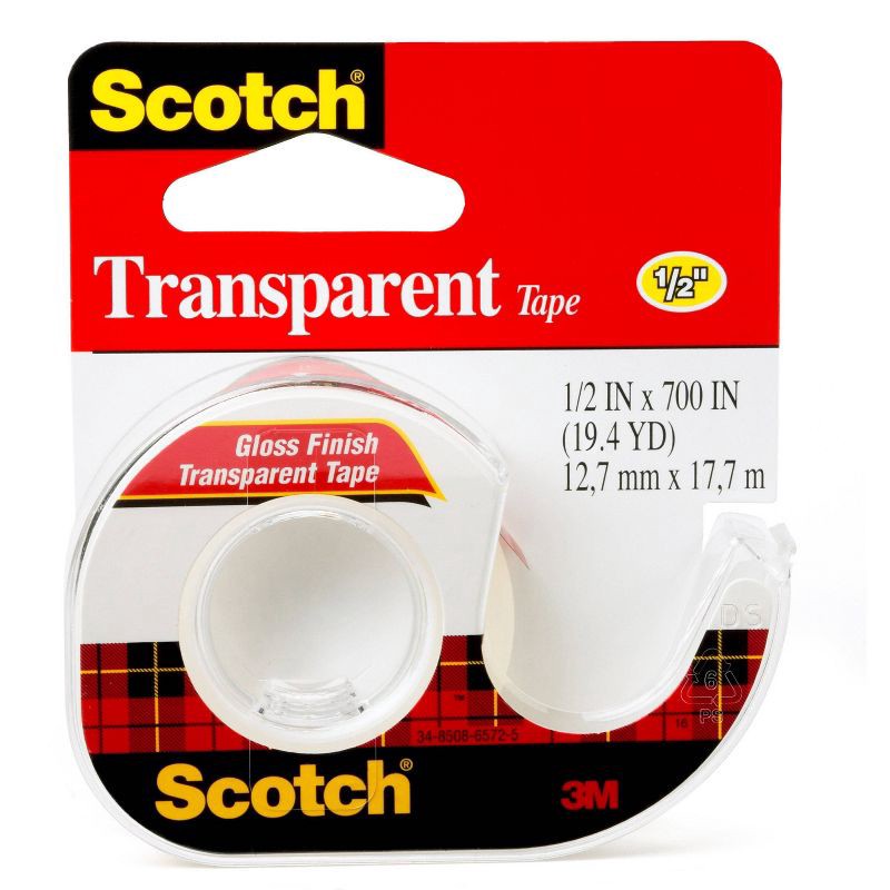 slide 1 of 9, Scotch Transparent Tape Gloss Finish 1/2 in x 700', 1 ct